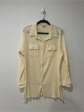 Lagaci Gauze Button Down Blouse